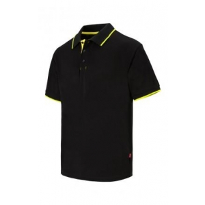 Polo raya bicolor de manga corta 105505 0-20 negro/amarillo VELILLA