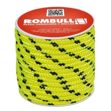 Carrete cuerda trenzada PES con alma 6mm amarillo fluor 15 ROMBULL