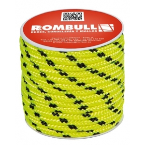 Carrete cuerda trenzada PES con alma 6mm amarillo fluor 25 ROMBULL