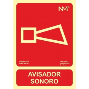 Señal equipo avisador sonoro pvc 300x210x0,7mm NORMALUZ