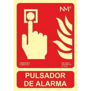 Señal pulsador de alarma pvc 300x210x0,7mm homol.tipo B lum NORMALUZ