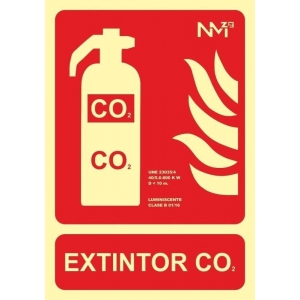 Señal extintor c02 300x210x0,7mm pvc NORMALUZ