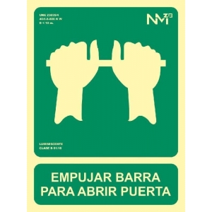 Señal empujar barra abrir pvc 224x300x0,7mm NORMALUZ