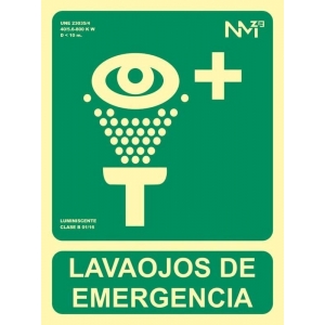 Señal luminiscente lavaojos emergencia pvc 224x300x0,7mm NORMALUZ