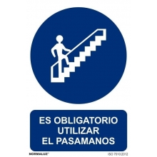 Señal "Uso obligatorio pasamanos" PVC 210x300 NORMALUZ