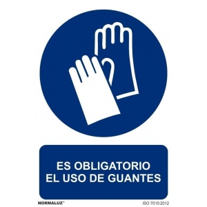 Señal obligacion uso guantes pvc 210x300x0,7mm NORMALUZ