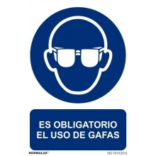 Señal obligacion uso gafas pvc 210x300x0,7mm NORMALUZ