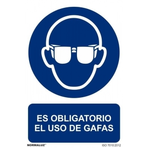 Señal obligacion uso gafas pvc 210x300x0,7mm NORMALUZ