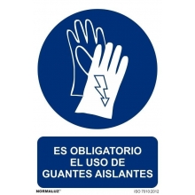 Señal obligacion uso guantes aislantes pvc 210x300x0,7mm NORMALUZ