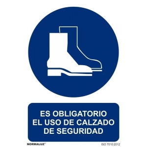 Señal obligacion uso calzado seguridad pvc 100x150x0,7mm NORMALUZ