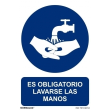 Señal obligacion lavarse las manos pvc 210x300x0,7mm NORMALUZ