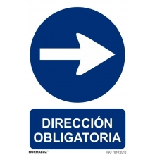 Señal direccion obligatoria derecha pvc 200x300x0,7mm NORMALUZ