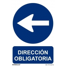 Señal dirección obligatoria izquierda pvc 210x300x0,7mm NORMALUZ