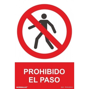 Señal adhesiva prohibido el paso vinilo 100x150mm NORMALUZ