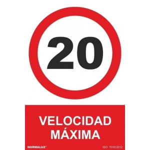 Señal velocidad maxima 20km/h pvc 210x300x0,7mm NORMALUZ