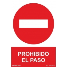 Señal prohibido pasar pvc 210x300x0,7mm NORMALUZ