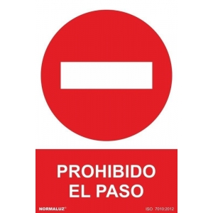 Señal prohibido pasar pvc 210x300x0,7mm NORMALUZ