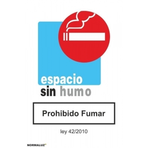 Señal espacio sin humos pvc 210x300x0,7mm NORMALUZ