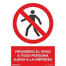 Señal adhesiva prohibido el paso ajenos a la empresa vinilo NORMALUZ