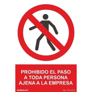 Señal adhesiva prohibido el paso ajenos a la empresa vinilo NORMALUZ