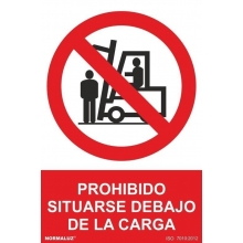 Señal prohibido situarse debajo de la carga pvc 210x300x0,7 NORMALUZ