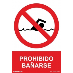 Señal prohibido bañarse pvc 210x300x0,7mm NORMALUZ