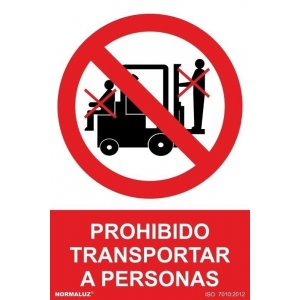 Señal ADHESIVA prohibido transportar personas 100x150mm NORMALUZ