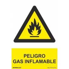 Señal adhesiva gas inflamable vinilo 100x150mm NORMALUZ