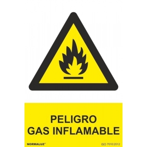 Señal adhesiva gas inflamable vinilo 100x150mm NORMALUZ