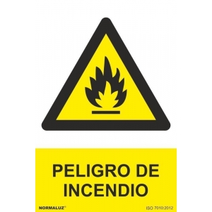 Señal peligro de incendio pvc 210x300x0,7mm NORMALUZ