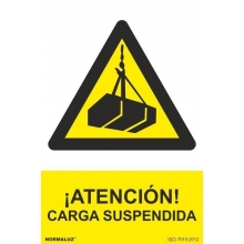 Señal atencion carga suspendida pvc 210x300x0,7mm NORMALUZ