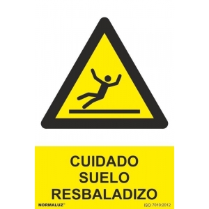 Señal cuidado suelo resbaladizo PVC 210x300x0,7mm NORMALUZ