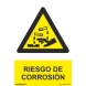 Señal riesgo de corrosion pvc 210x300x0,7mm NORMALUZ