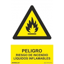 Señal atencion liquidos inflamables pvc 210x300x0,7mm NORMALUZ