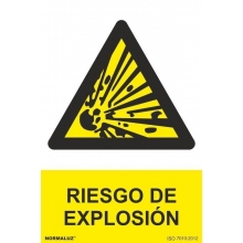 Señal riesgo de explosion pvc 210x300x0,7mm NORMALUZ