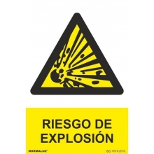 Señal riesgo de explosion pvc 210x300x0,7mm NORMALUZ