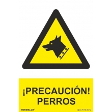Señal precaucion perros pvc 300x400x0,7mm NORMALUZ