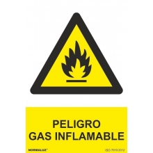 Señal vinilo adhesivo Gas inflamable 150x200mm NORMALUZ