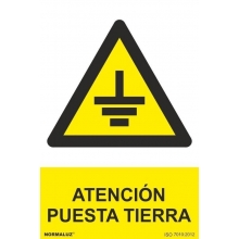 Señal de PVC Atencion puesta a tierra 300x210mm NORMALUZ
