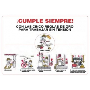 Señal 5 reglas de oro trabajo sin tension pvc 300x400x0,3mm NORMALUZ