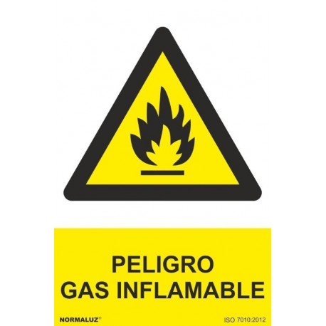 Señal aluminio "Peligro gas inflamable" 210x300mm NORMALUZ