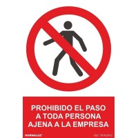 Señal adhesiva "Prohibido paso persona ajena" 150x200mm NORMALUZ