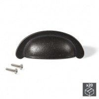 Emuca Tiradores para mueble, intereje 64 mm, Zamak, Negro, 20 ud.