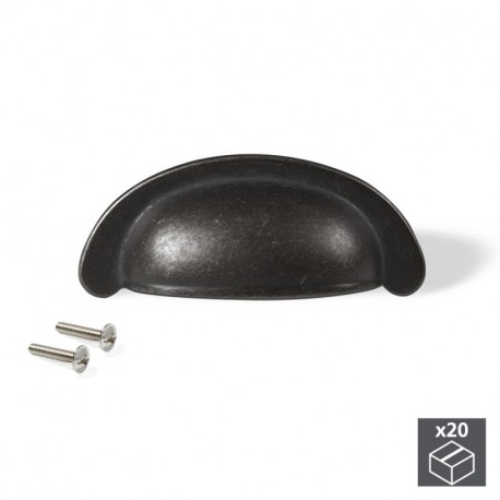 Emuca Tiradores para mueble, intereje 64 mm, Zamak, Negro, 20 ud.