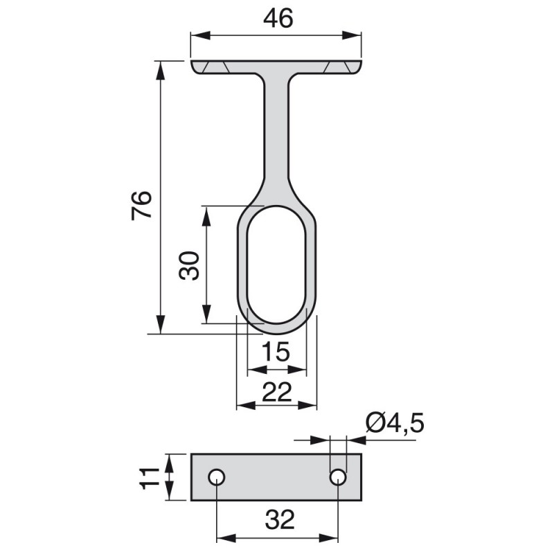 Soporte lateral para barra para armario 71468, Zamak, Niquelado