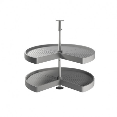 Emuca juego bandejas giratorias mueble de cocina, 270º , módulo 800 mm, Plástico y aluminio, Gris