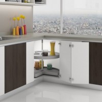Emuca juego bandejas giratorias mueble de cocina, 270º , módulo 900 mm, Plástico y aluminio, Gris