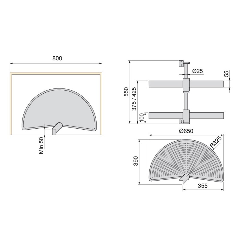 Emuca Cubertero para cajón de cocina, módulo 500 mm, Plástico, Gris -  Ferretería Campollano