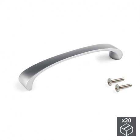 Emuca Tiradores para mueble, intereje 128 mm, Zamak, Niquel satinado, 20 ud.