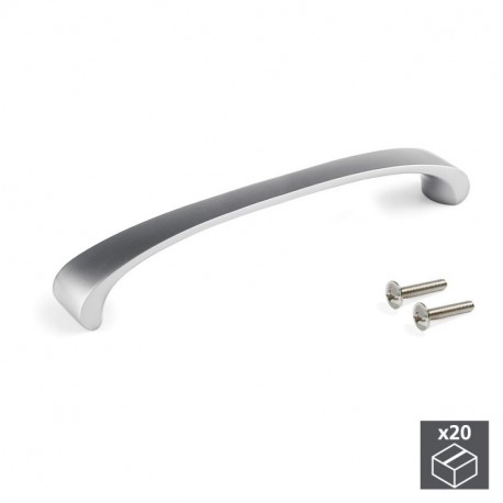 Emuca Tiradores para mueble, intereje 160 mm, Zamak, Niquel satinado, 20 ud.